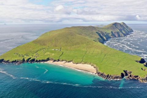 aerial view of great blasket island off ireland