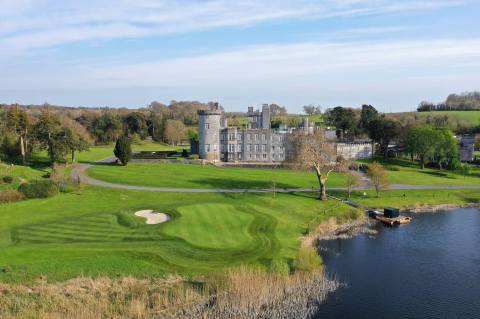 Irish castle and golf course by the sea
