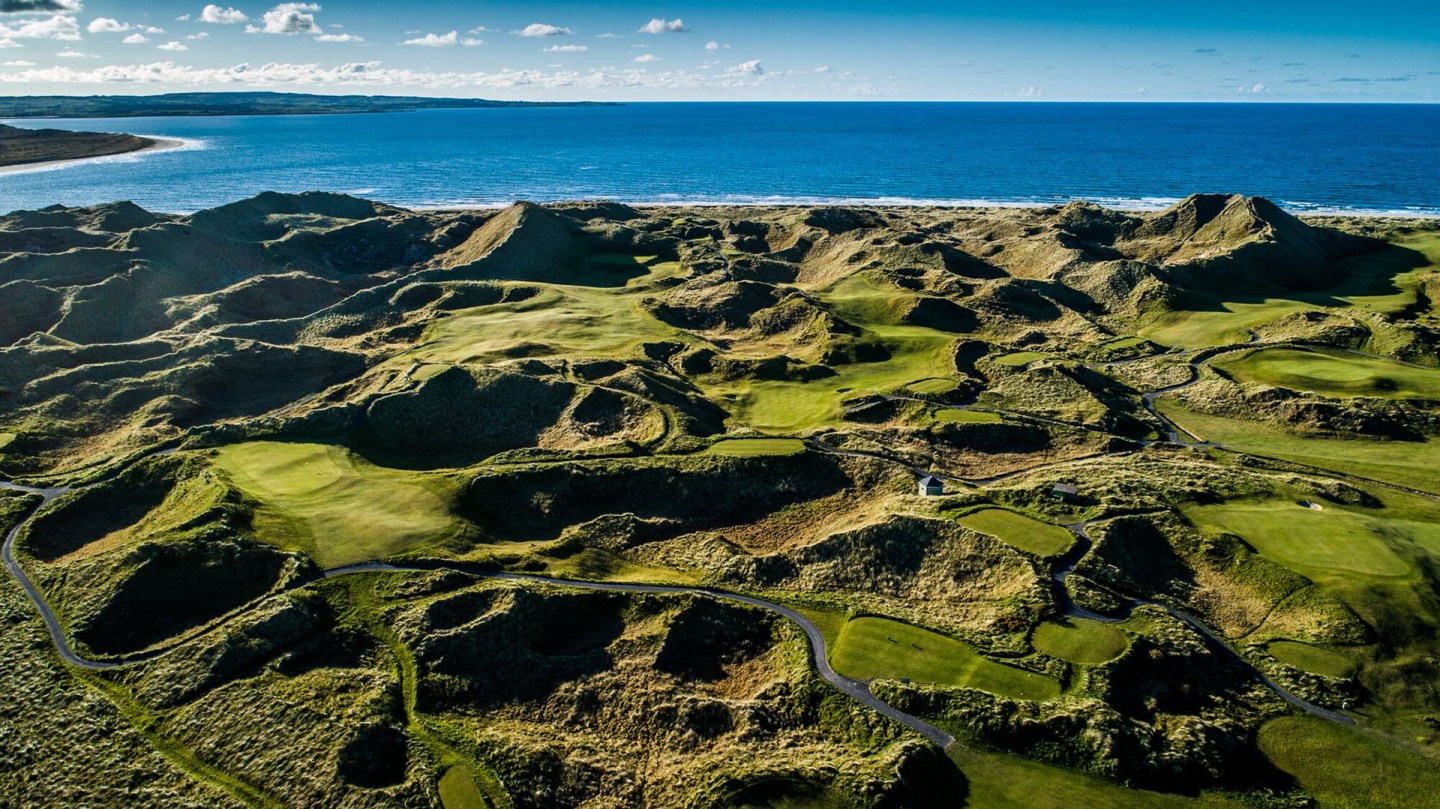 Golf course on the radiant west coast under clear skies