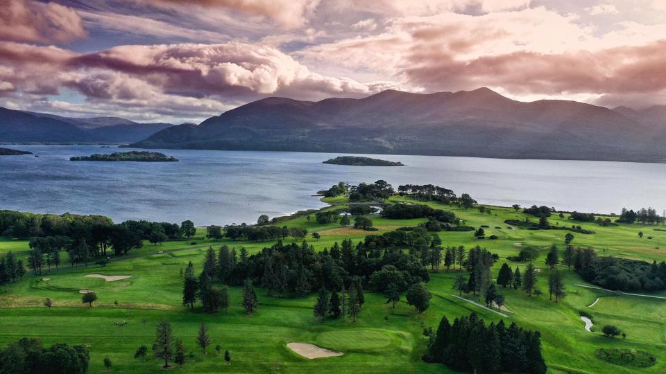 Golf course in southwest Ireland by a lake