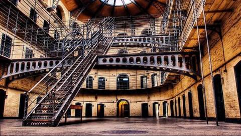 stairs in an old jailhouse