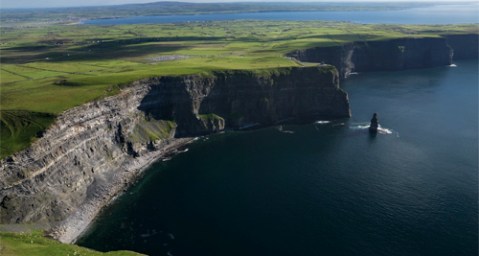 aerial view of the cliffs of moher