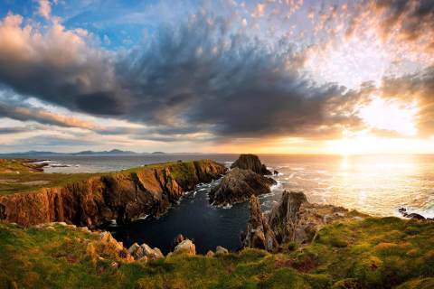 malin head donegal with clouds at sunset