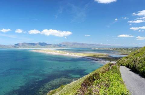 rossbeigh beach with blue sky