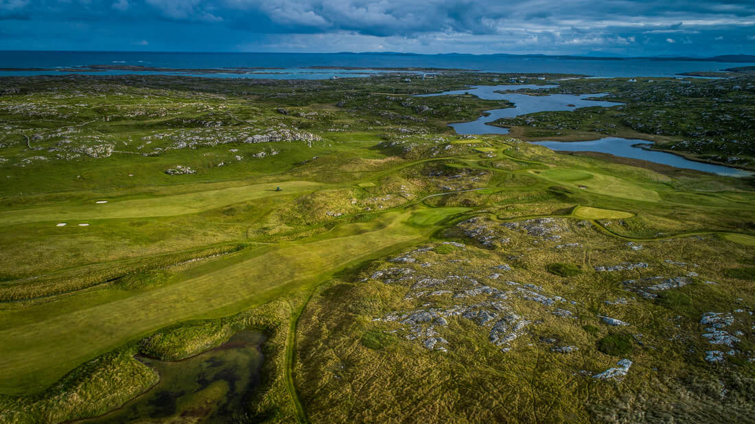 aerial shot of connemara golf course