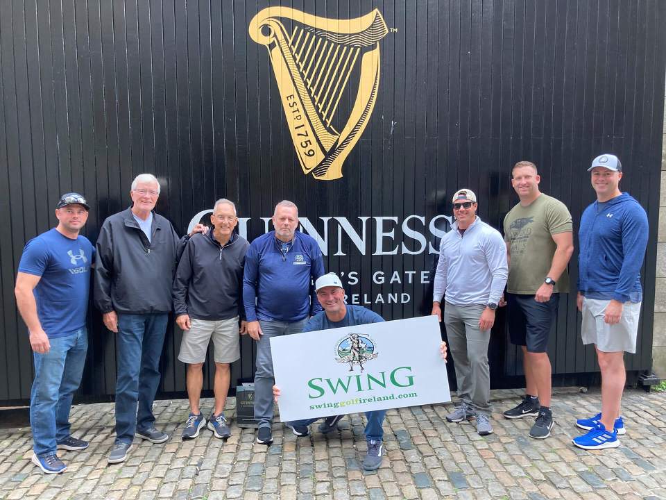 group of men outside the guinness brewery