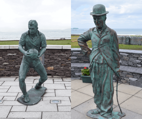 charlie chaplin and mick o dwyer statues in kerry